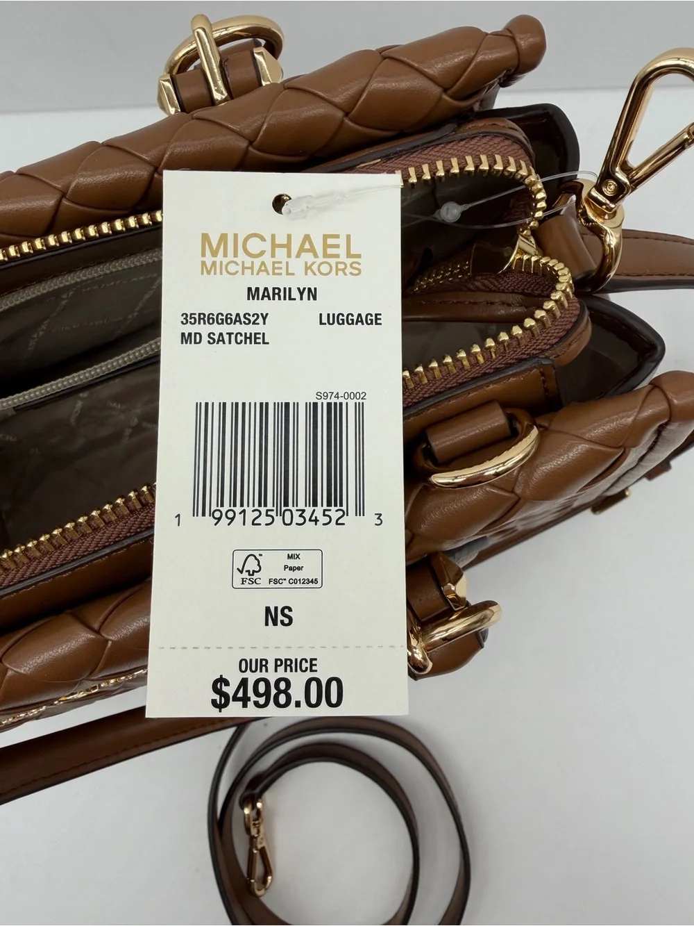 Michael Kors Woven Leather Satchel Crossbody Luggage